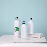 Bouteille d'eau en aluminium personnalisée, portable, pour le sport, avec mousqueton, anti-fuite, à paroi simple, pour les voyages en plein air