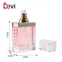 Flacon de parfum rechargeable mini transparent fantaisie Devi Square 10 ml, vide, en verre, avec pulvérisateur à pompe sérigraphié, anti-fuite, écologique