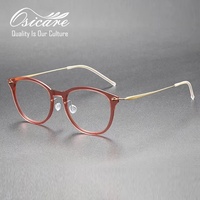 Gafas de Diseño para Mujer Osicare, Montura de Nailon Rosa Pálido, Forma Redondeada, Patillas Doradas, Venta al por Mayor, Marca Privada