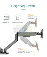 KALOC D200-2 Support de Bras Double pour Moniteur, Support d'Ordinateur Robuste et Réglable pour Écran de 17 à 32 Pouces