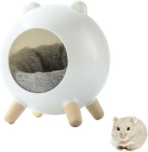 JTPAWS Comfortabele Duurzame <span class=keywords><strong>Hamster</strong></span> Verstopplaatsen & Habitat Kunststof & Berkenhout Materiaal Verwijderbare Wasbare Bedden - Product Image 1