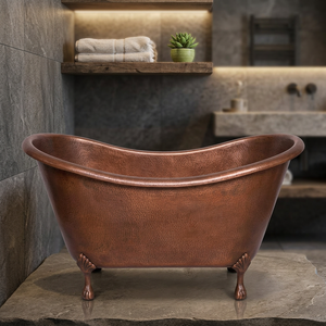 Baignoire rectangulaire en cuivre, finitions patinées de luxe, finition nickel poli, style classique haut de gamme pour salle de bain - Product Image 2