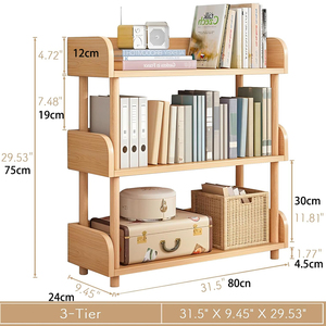 <span class=keywords><strong>Bibliothèque</strong></span> ouverte en bois à 3 niveaux pour tout-petits avec bord supérieur pour la chambre des enfants - Product Image 6