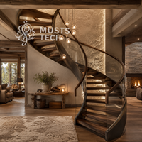 Conception sur mesure de l'intérieur d'une villa de luxe moderne, développement de plans, escalier courbé
