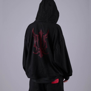 Vintage Custom ODM Winter Knitted Streetwear Boxy Puff Hoodie Embroidered Regular DTG Graphic Print Front 100% Cotton - Product Image 3
