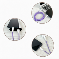 Câble de commutation à intensité variable USB 5V avec lumière LED pour cordon de charge iPhone, câble de données tressé TPE