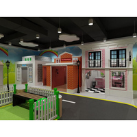 Casa de Juegos de Madera de Simulación para Niños, Juego de Imitación de Pueblo Pequeño, Diseño Personalizado, Equipamiento de Juegos Interior para Niños