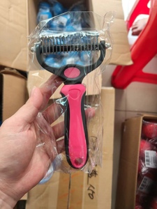 Piccolo ABS PET Toelettatura in plastica pettine in acciaio inox Deshedding spazzola per cani gatti rilassante massaggio di rimozione dei peli scatola imballato - Product Image 5