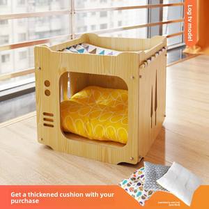 Sólido ecológico cuatro estaciones apilable gato cama muebles <span class=keywords><strong>de</strong></span> madera suministros <span class=keywords><strong>para</strong></span> mascotas <span class=keywords><strong>para</strong></span> Gatos Perros Stock <span class=keywords><strong>para</strong></span> una pieza Dropshipping - Product Image 5