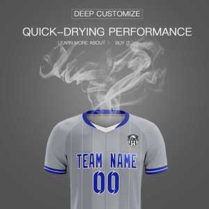 Custom Gray Classic Striped Personalized Soccer Tops/Sets Jersey - Product Image 5