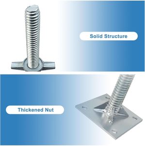 Reinforced Adjustable Leveling <strong>Jacks</strong> 18.25" Solid Baker Style Base Plate 4 Pack Galvanized Silver Screw <strong>Jacks</strong> <strong>Ladder</strong> Parts - Product Image 3