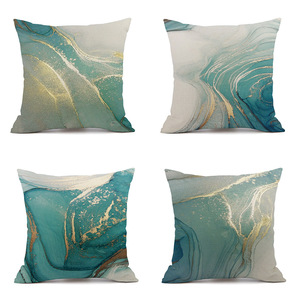 L-4547 Nuovo Design Personalizzato di Federe per Cuscini, Stile <span class=keywords><strong>Inchiostro</strong></span> Verde Dorato, Federe Decorative di Lusso Stampate in <span class=keywords><strong>Lino</strong></span> - Product Image 2