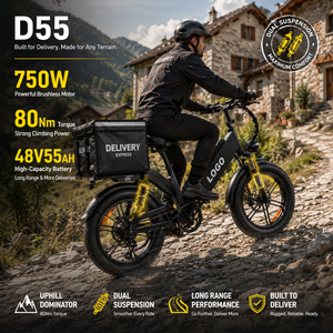 Bicicleta Eléctrica de Carga D55, 750W, 48V55Ah, Llanta Gruesa de 20 Pulgadas, Doble Suspensión, Cuadro de Aluminio, Bicicleta de Reparto para Todo Terreno - Product Image 1