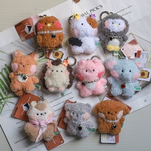 10 Design 7-8cm High Quality Cute Animal Stuffed Toy Plush Keychain for Backpack Keychain Decoration