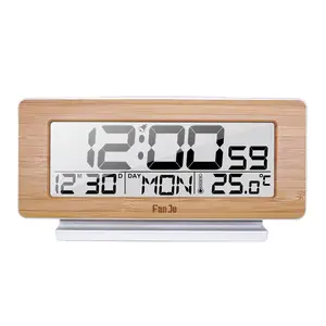 Despertador Termômetro Digital Decor Hora Data Semana Temperatura Monitor Relógio Despertador de madeira para Kid Criança Sleep Trainer