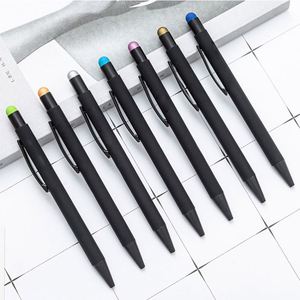 Hot-Selling Stylus Screen Press Metal Ballpoint Pen Spot Wholesale Black Rubber Aluminum Rod Printed Logo Advertising for Phone - Product Image 2