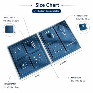WEIMEI Custom Royal Blue Velvet Multi-tier Jewelry Display Tray Organizer for <b>Necklace</b> Earring <b>Ring</b> Bracelet Jewelry Display Set - Product Image 3