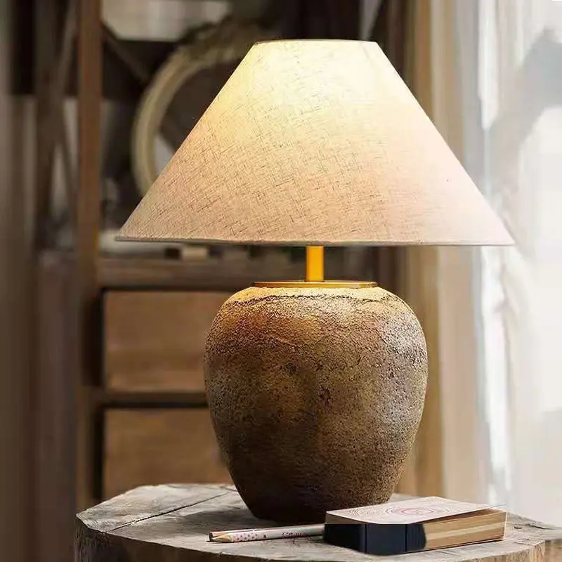 Simple Creative Decoration LED Fabric Desk Light For Home Bed Room Modern Brown Table Lamp