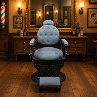 Fauteuil de barbier hydraulique avec dossier en forme de cœur, en cuir PU, pivotant à 360°, entièrement inclinable avec repose-pieds réglable pour salon de coiffure