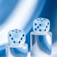 Dés de Mahjong en résine bleu ciel avec numéros gravés, dés transparents, accessoires de jeu pour fêtes estivales à la plage