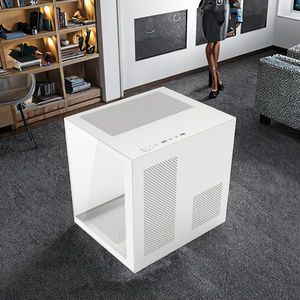 Boîtier d'ordinateur en alliage d'aluminium Micro ATX vertical de taille personnalisée, blanc, avec fenêtre sur le panneau latéral, châssis de PC <span class=keywords><strong>gamer</strong></span>, ordinateur de bureau en stock - Product Image 3