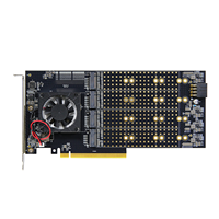 Tarjeta de Expansión PCIe 3.0 X16 a 8 Puertos M.2 NVMe, Chipset Broadcom PLX8749, Sin Necesidad de Bifurcación, Ventilador de Refrigeración Activo