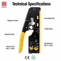 Pince à sertir Ethernet RJ45 en acier pour connecteurs, pince manuelle avec poignée souple, taille de fil 22-23 AWG, outil de sertissage pour fiches modulaires