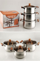 Ensemble de casseroles et de marmites en acier inoxydable 201 de qualité supérieure, 6 pièces, avec couvercle en verre, grande capacité, design moderne