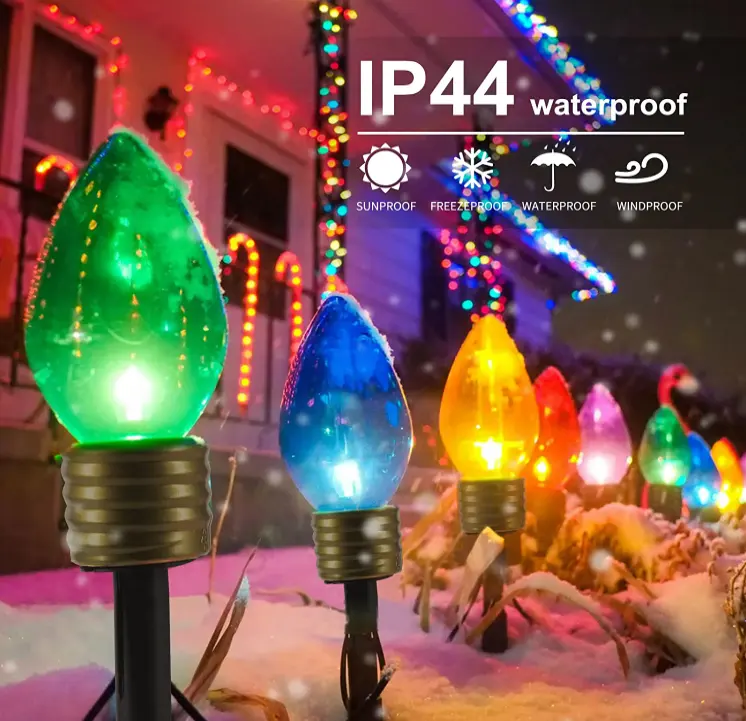 Christmas Pathway decoration Outdoor Feet LED Walkway Lights Multicolor Jumbo Christmas Bulb Lights Pathway light