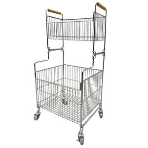 Carrello Portabiancheria a 2 Ripiani con Ruote, Organizzatore Mobile Staccabile per Vestiti Sporchi, Carrello in Acciaio Inossidabile per Bagno - Product Image 6