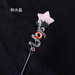 Cristal naturel étoile lune baguette bricolage créatif mauvais œil sorcière magique bâton accessoire ornement - Product Image 5