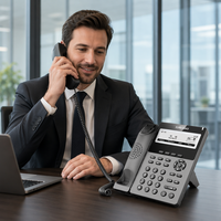 Téléphone IP d'entreprise Flyingvoice P22P, écran large 3,8 pouces, Wi-Fi 2,4G, PoE, USB 2.0, SIP 2.0, 2 lignes SIP, conférence 6 voies, casque HP200