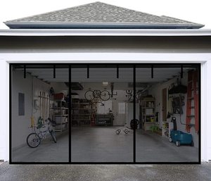 Moustiquaire de garage pour 2 voitures, durable, magnétique, robuste, en maille argentée, kit de protection de porte avec 6 bandes de fixation - Product Image 2
