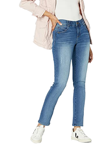 Jeans de Mezclilla de Cintura Alta para Mujer, Corte Recto, Lavables, Marca Democracy - Product Image 1