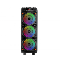 Système de sonorisation PA sans fil avec triple haut-parleur extérieur de 8,5 pouces, caisson de basses pour karaoké, boîte audio sans fil, sortie 25W, RGB