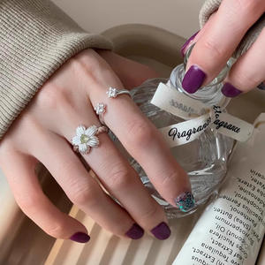 Cute Korean-Style Open-Design Floral <b>Ring</b> for Women Minimalist Stylish High-end Minimalist Floral Filigree Wedding Party Copper - Product Image 5