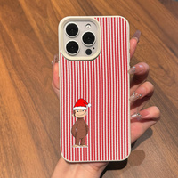 Coque de téléphone portable en cuir texturé à rayures de Noël pour iPhone 16 15 17 18 Pro Max, coque antichoc, coque arrière