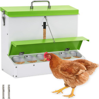 Mangeoire à poulet personnalisée JH-Mech, design à 6 ports d'alimentation, poignée supérieure en métal robuste, verrous latéraux sécurisés, mangeoires en métal pour poulets