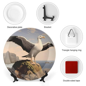 Mouettes personnalisé porcelaine assiette décorative ronde personnalisée assiettes décoratives en céramique votre <span class=keywords><strong>image</strong></span> de texte pour la décoration murale de bureau à domicile - Product Image 5