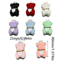 Capuchon de stylo ours en peluche avec couronne de sucre entièrement ornée de diamants, bijou en perles fait main, composant d'accessoire de pendentif pour stylo