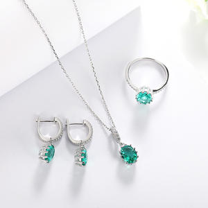 Conjunto de Joyería de Plata de Ley 925 Chapada en Oro Rosa con Circonita <span class=keywords><strong>Verde</strong></span> Fantasma y Cierre Inglés, Collar y Pendientes, 2021 - Product Image 4