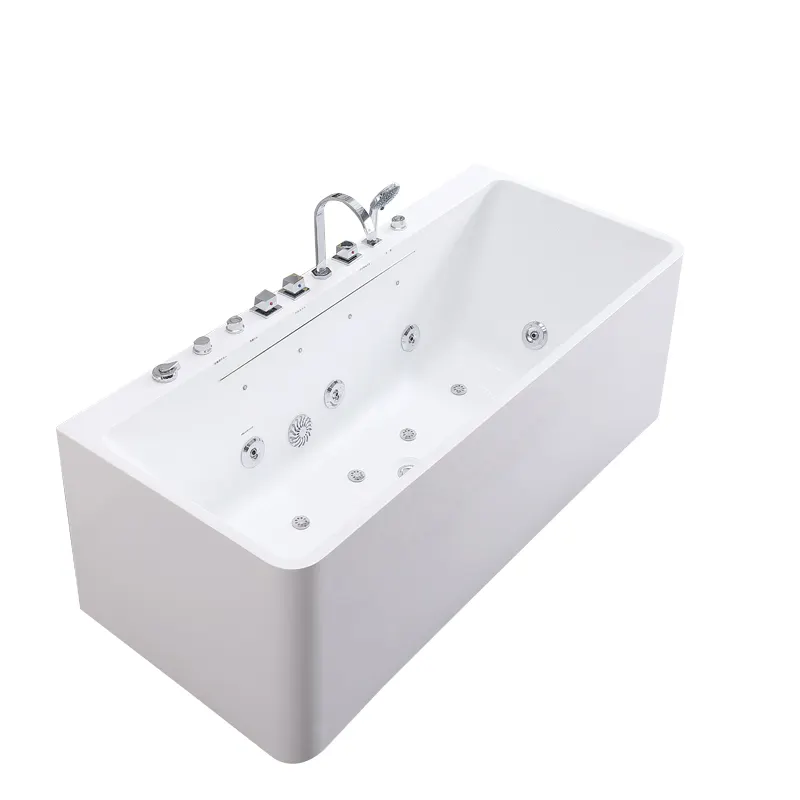 Bathroom rectangle acrylic bathtub Jet whirlpool tub free standing bath tub indoor customized ceramic bathtubs