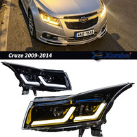Conjunto de Faros Delanteros LED DRL para Chevrolet Cruze 2009-2014, Proyector Doble en Forma de L, DRL Ámbar, Carcasa Negra, Lámpara Delantera de Repuesto