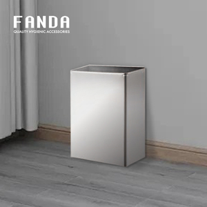 FANDA Design Moderno Aço Inoxidável Resíduos <span class=keywords><strong>Bin</strong></span> Escovado Acabamento Open Top Comercial Trash <span class=keywords><strong>Indoor</strong></span> Can Made in Taiwan - Product Image 2
