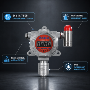 Détecteur de gaz industriel fixe antidéflagrant, capteur de méthane, CO, H2S combustibles avec sortie RS485 4-20mA, étanche IP66 - Product Image 3
