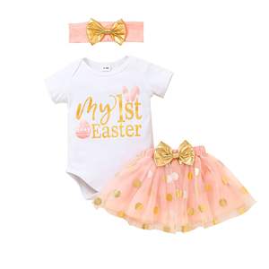 3pcs Newborn Baby Girls Clothes <b>Sweet</b> 1st <b>Easter</b> Party Baby Set Cotton Summer Casual Outfit Birthday Party Boutique Set - Product Image 5