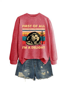 Felpa con Cappuccio Casual da Donna 'First of All I'm Delighted' per Autunno e Inverno, Manica Regolare, Stampa con Colletto Abbottonato - Product Image 5