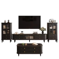 Buffet moderne de luxe en verre cannelé, bois massif finition noire, avec tiroirs de rangement pour salle à manger, salon et cuisine