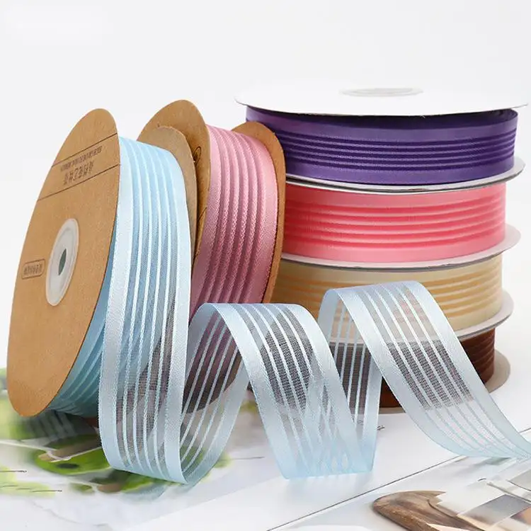 De lujo de estilo coreano 2,5 cm * 50Y Color liso 100% gasa de seda cinta Crepe cinta para la boda