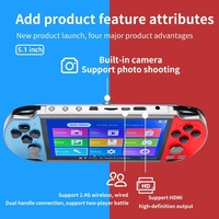 Console de jeu portable X7PLUS à double écran, grand écran de 5,1 pouces, haute définition, console portable rétro GBA Arcade FC pour enfants